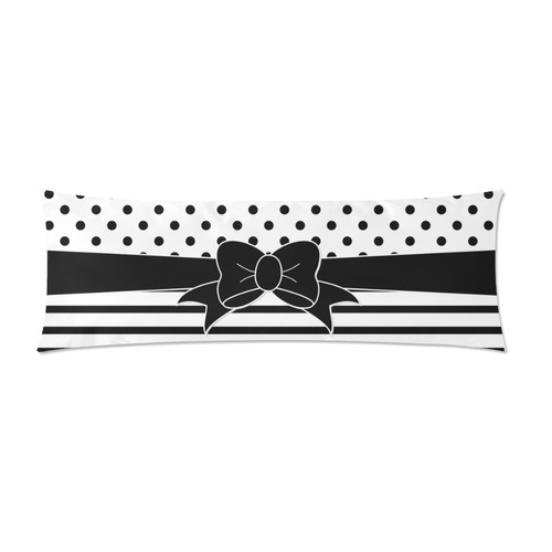 Polka Dots Stripes black white Comic Ribbon black Custom Zippered Pillow Case 21"x60"(Two Sides)