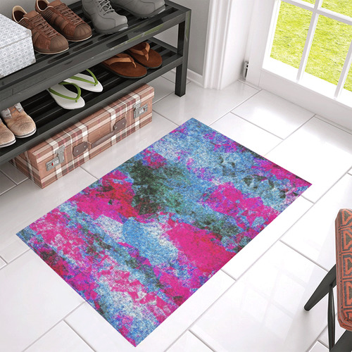 vintage psychedelic painting texture abstract in pink and blue with noise and grain Azalea Doormat 30" x 18" (Sponge Material)