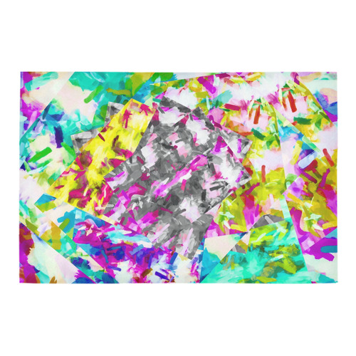 camouflage psychedelic splash painting abstract in pink blue yellow green purple Azalea Doormat 24" x 16" (Sponge Material)