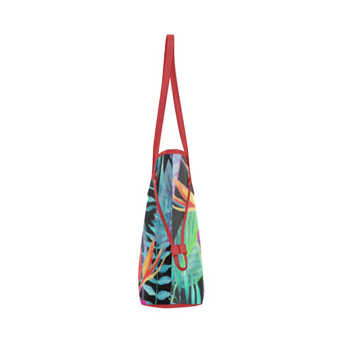 Tropical Bird of Paradise Floral Watercolor Clover Canvas Tote Bag (Model 1661)