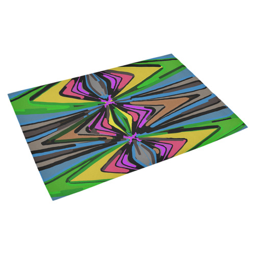 psychedelic geometric graffiti triangle pattern in pink green blue yellow and brown Azalea Doormat 30" x 18" (Sponge Material)