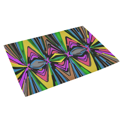 psychedelic geometric graffiti triangle pattern in pink green blue yellow and brown Azalea Doormat 30" x 18" (Sponge Material)