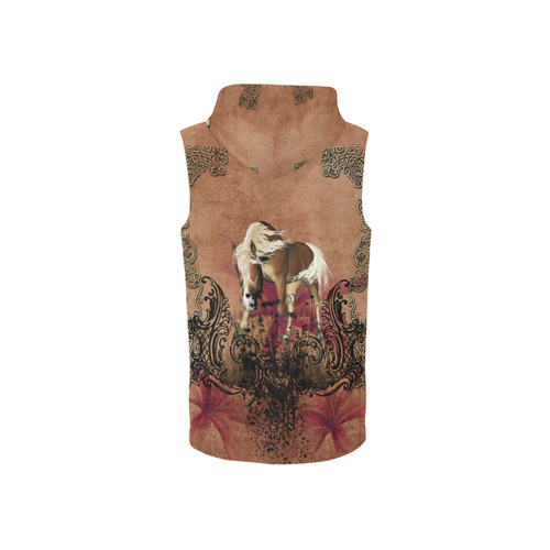 Amazing horse with flowers All Over Print Sleeveless Zip Up Hoodie for Women (Model H16)