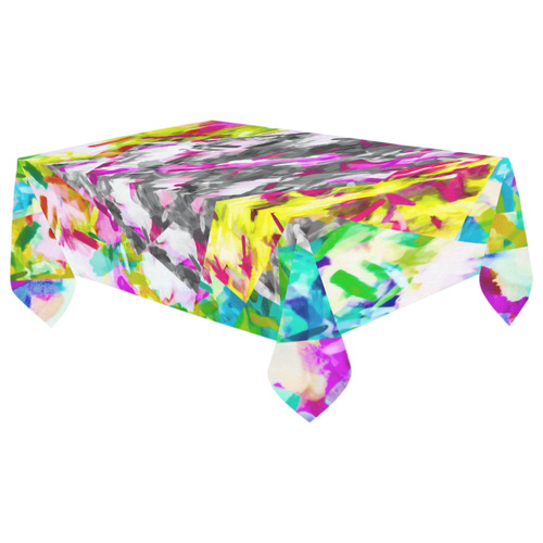 camouflage psychedelic splash painting abstract in pink blue yellow green purple Cotton Linen Tablecloth 60"x 104"