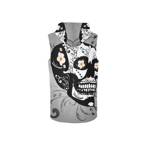 Wonderful sugar skull in black and white All Over Print Sleeveless Zip Up Hoodie for Women (Model H16)