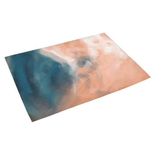 psychedelic splash painting texture abstract background in brown and blue Azalea Doormat 30" x 18" (Sponge Material)