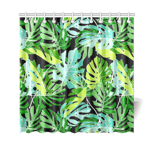 Tropical Leaves Floral Pattern Shower Curtain 69"x70"