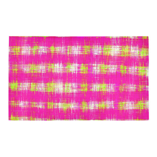 plaid pattern graffiti painting abstract in pink and yellow Azalea Doormat 30" x 18" (Sponge Material)