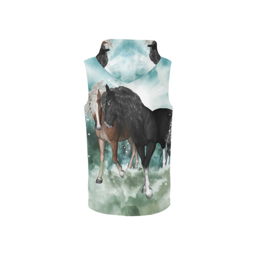 The wonderful couple horses All Over Print Sleeveless Zip Up Hoodie for Women (Model H16)