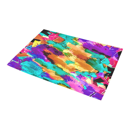 psychedelic splash painting texture abstract background in pink green purple yellow brown Azalea Doormat 24" x 16" (Sponge Material)