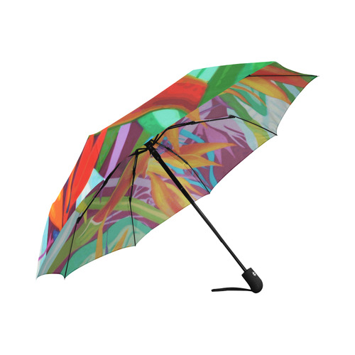 Tropical Colorful Floral Auto-Foldable Umbrella (Model U04)
