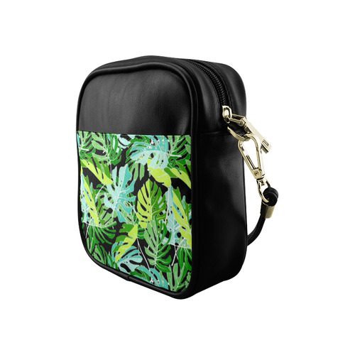 Tropical Leaves Floral Pattern Sling Bag (Model 1627)