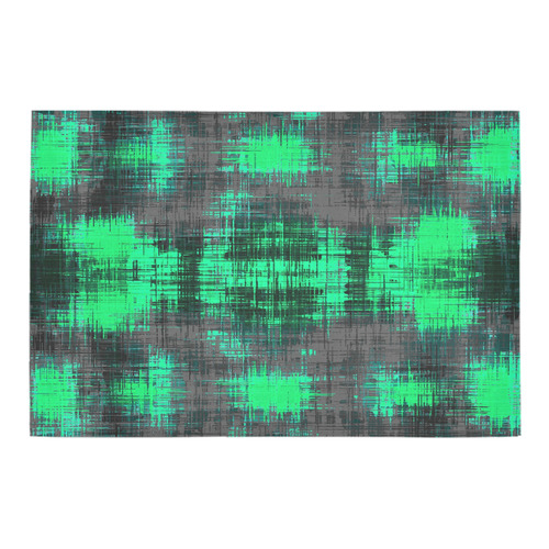 psychedelic geometric plaid abstract pattern in green and black Azalea Doormat 24" x 16" (Sponge Material)