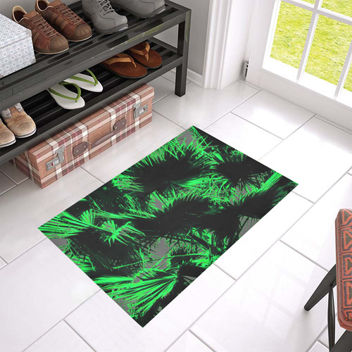 green palm leaves texture abstract background Azalea Doormat 24" x 16" (Sponge Material)