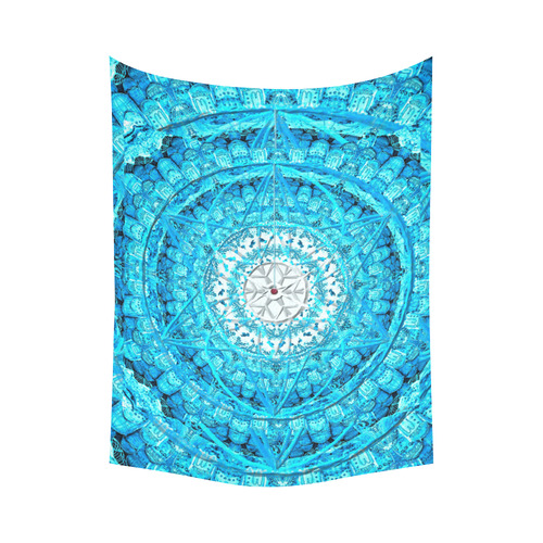 Protection from Jerusalem in blue Cotton Linen Wall Tapestry 60"x 80"