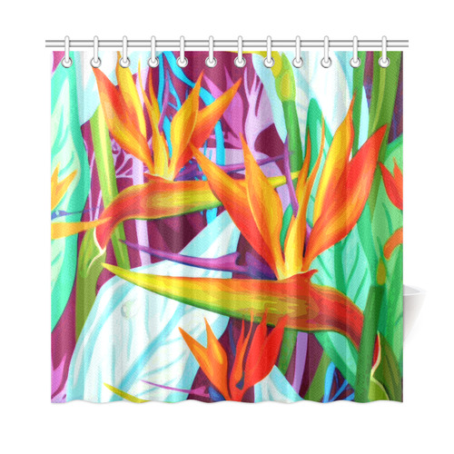 Tropical Colorful Floral Shower Curtain 72"x72"