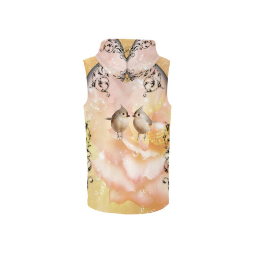 Cute little birds All Over Print Sleeveless Zip Up Hoodie for Women (Model H16)