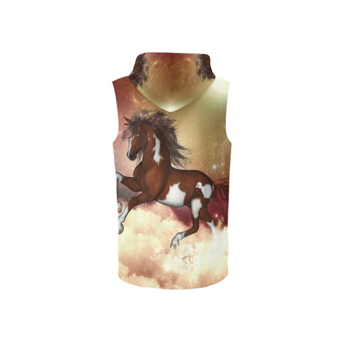 Wonderful wild horse in the sky All Over Print Sleeveless Zip Up Hoodie for Women (Model H16)