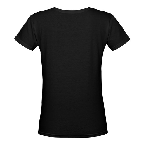 Gemini Teal and Black Women's Deep V-neck T-shirt (Model T19)