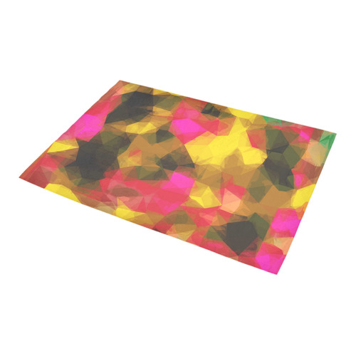 psychedelic geometric polygon shape pattern abstract in pink yellow green Azalea Doormat 24" x 16" (Sponge Material)