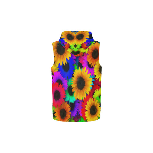 Neon Rainbow Pop Sunflowers All Over Print Sleeveless Zip Up Hoodie for Kid (Model H16)