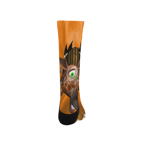 Funny giraffe with feathers Trouser Socks