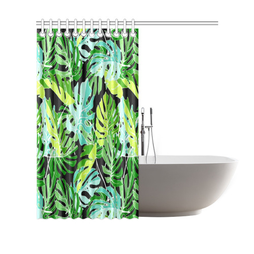 Tropical Leaves Floral Pattern Shower Curtain 69"x70"