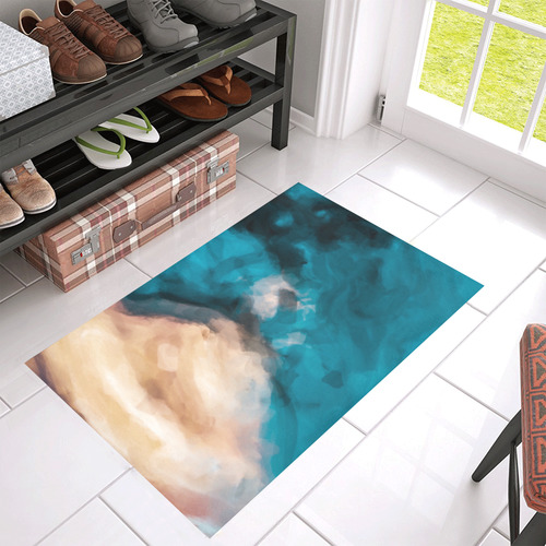 vintage splash painting texture abstract in blue and brown Azalea Doormat 30" x 18" (Sponge Material)