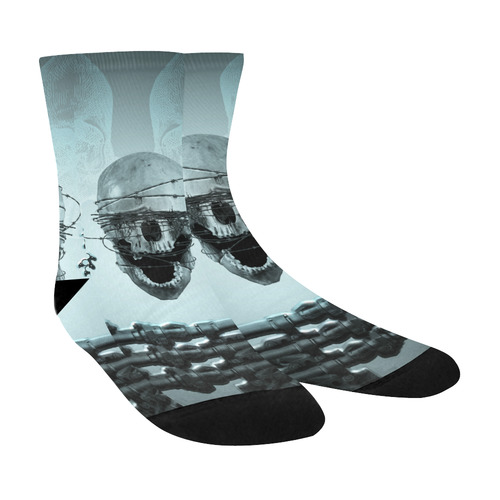 Scary skull with lion Crew Socks