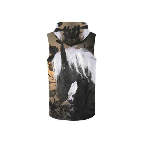 Wonderful black horse with white mane All Over Print Sleeveless Zip Up Hoodie for Women (Model H16)