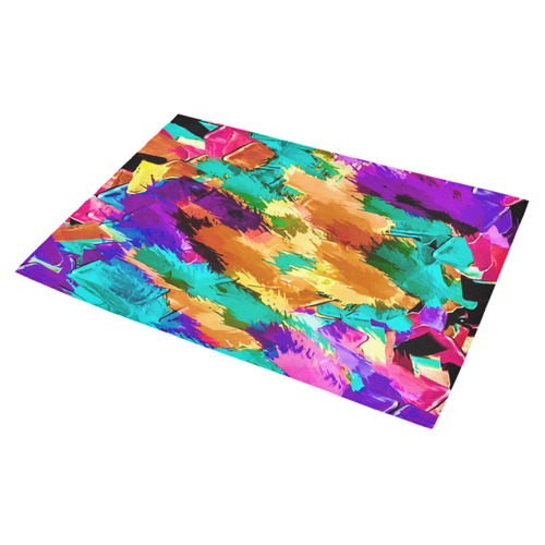 psychedelic splash painting texture abstract background in pink green purple yellow brown Azalea Doormat 30" x 18" (Sponge Material)