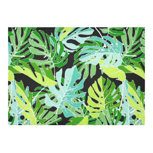 Tropical Leaves Floral Pattern Cotton Linen Tablecloth 60"x 84"