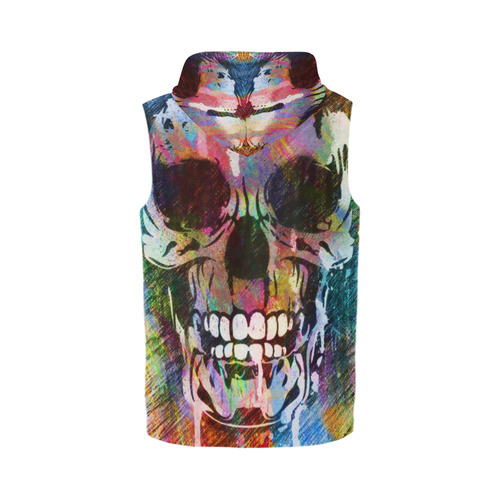 Skull  by Popart Lover All Over Print Sleeveless Zip Up Hoodie for Men (Model H16)