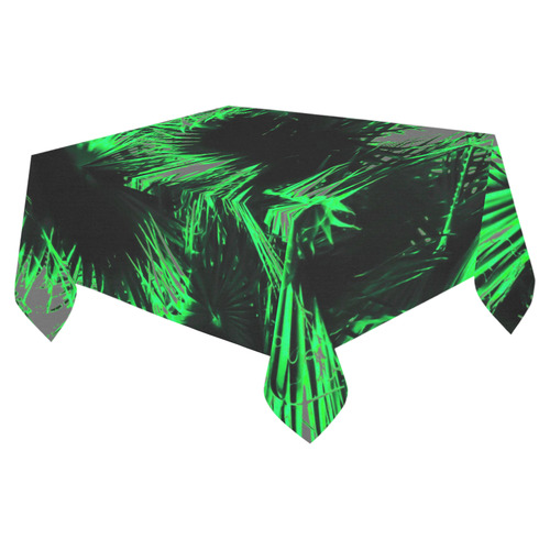 green palm leaves texture abstract background Cotton Linen Tablecloth 52"x 70"