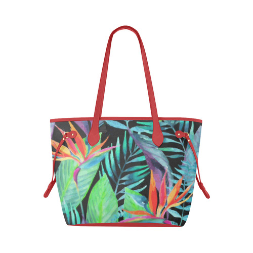 Tropical Bird of Paradise Floral Watercolor Clover Canvas Tote Bag (Model 1661)