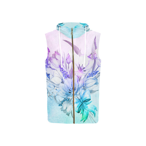 Wonderful flowers in soft watercolors All Over Print Sleeveless Zip Up Hoodie for Women (Model H16)
