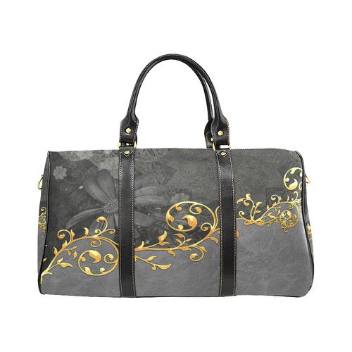 Vintage design in grey and gold New Waterproof Travel Bag/Large (Model 1639)