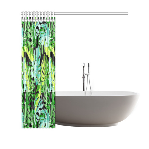 Tropical Leaves Floral Pattern Shower Curtain 69"x70"