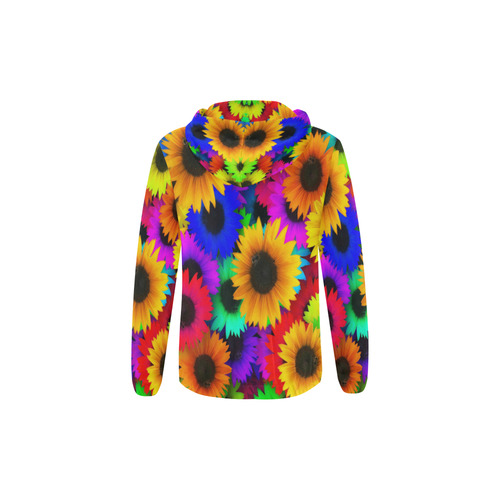 Neon Rainbow Pop Sunflowers All Over Print Full Zip Hoodie for Kid (Model H14)