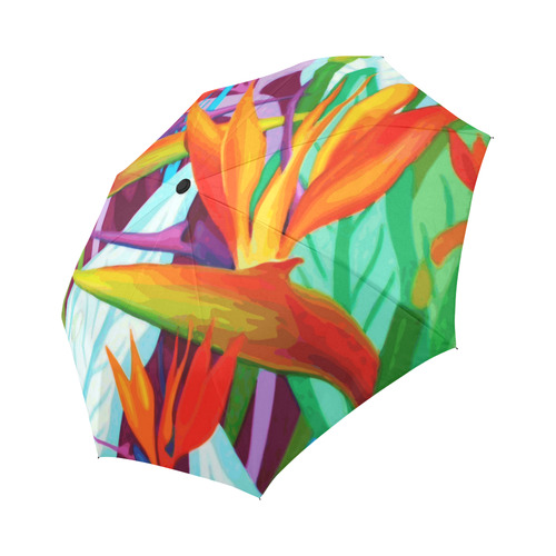 Tropical Colorful Floral Auto-Foldable Umbrella (Model U04)