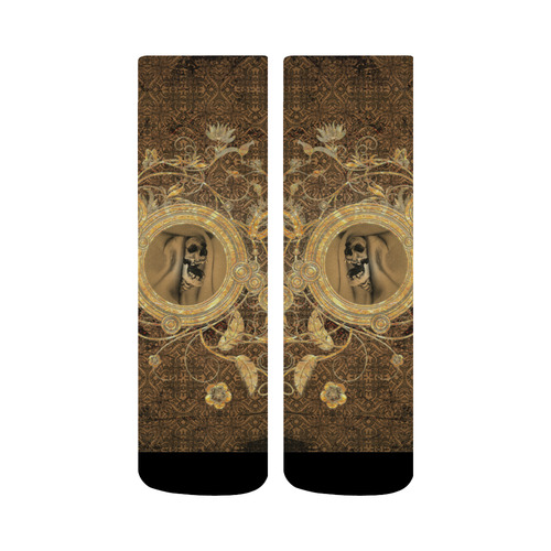 Awesome skull on a button Crew Socks