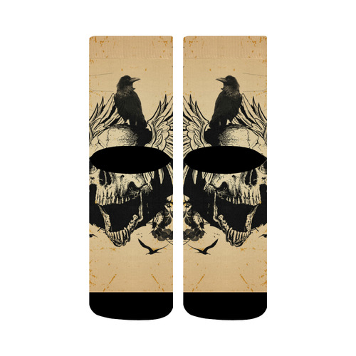 Awesome skull with crow Crew Socks