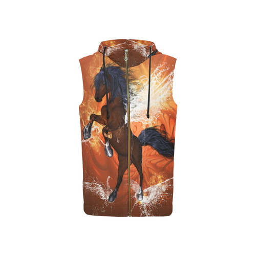 Horse with water wngs All Over Print Sleeveless Zip Up Hoodie for Women (Model H16)