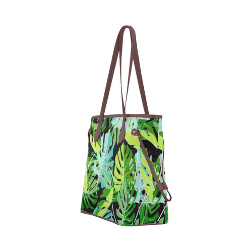 Tropical Leaves Floral Pattern Clover Canvas Tote Bag (Model 1661)