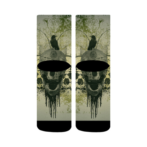 Green skull Crew Socks