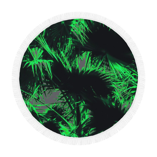 green palm leaves texture abstract background Circular Beach Shawl 59"x 59"