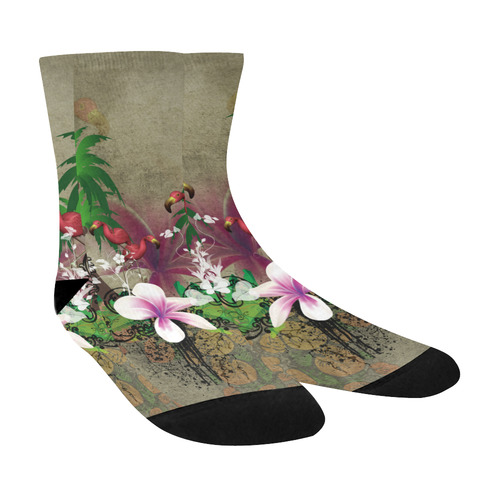 Wonderful tropical design with flamingos Crew Socks