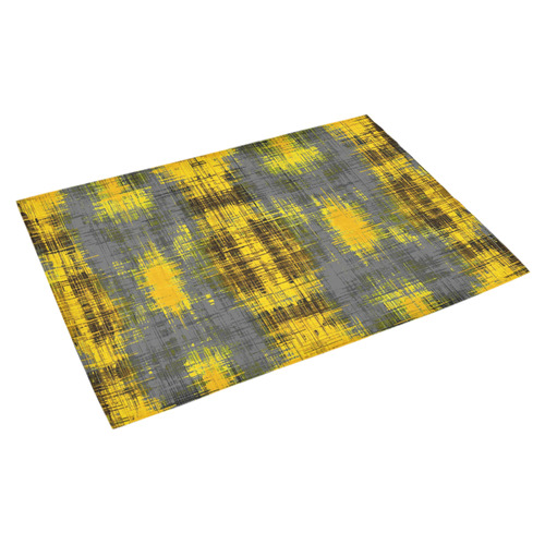 geometric plaid pattern painting abstract in yellow brown and black Azalea Doormat 30" x 18" (Sponge Material)