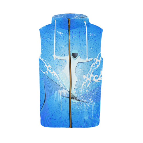 Snowboarder with snowflakes All Over Print Sleeveless Zip Up Hoodie for Men (Model H16)