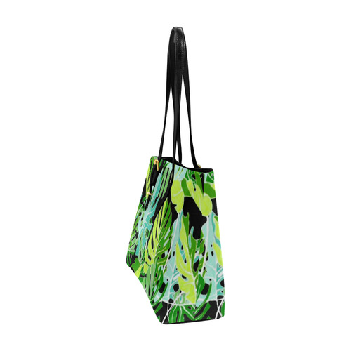 Tropical Leaves Floral Pattern Euramerican Tote Bag/Large (Model 1656)